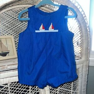 Vintage romper with Blue Sailboats